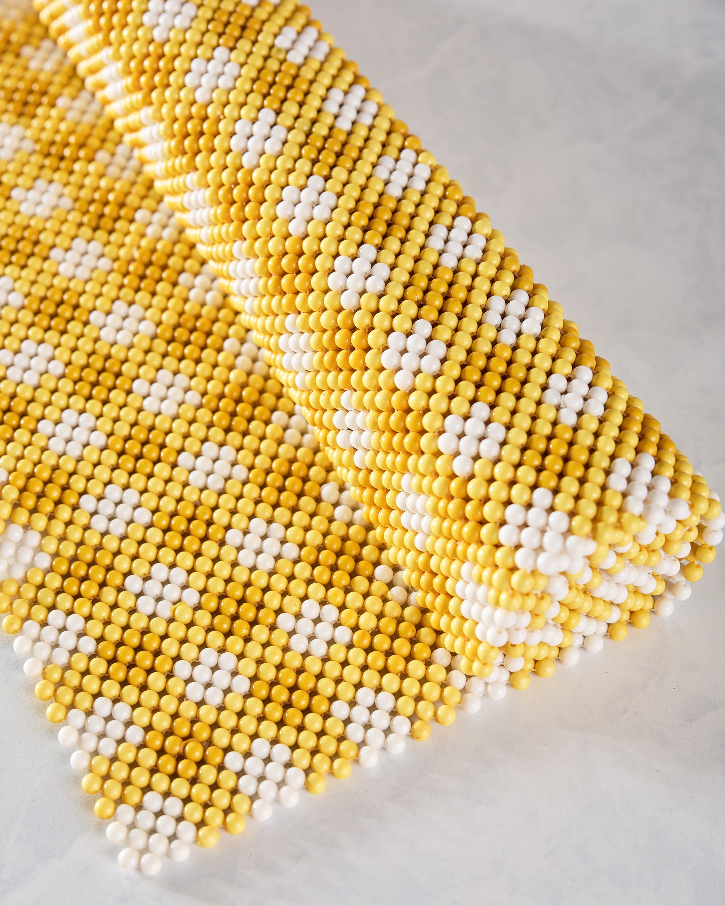 Yellow Check - Beaded Table Runner - Hazel Mazel - Printfresh