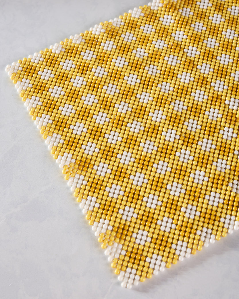 Yellow Check - Beaded Table Runner - Hazel Mazel - Printfresh