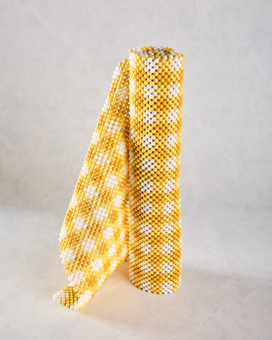 Yellow Check - Beaded Table Runner - Hazel Mazel - Printfresh