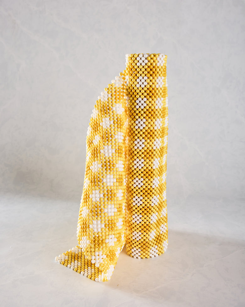 Yellow Check - Beaded Table Runner - Hazel Mazel - Printfresh