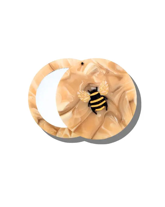 Honey Combo - Hand Painted Honey Bee Compact Mirror - Solar Eclipse - Printfresh