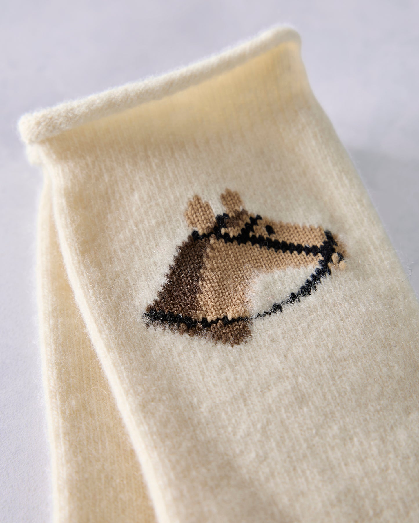 Ivory - Horse Cashmere Crew Sock - Hansel from Basel