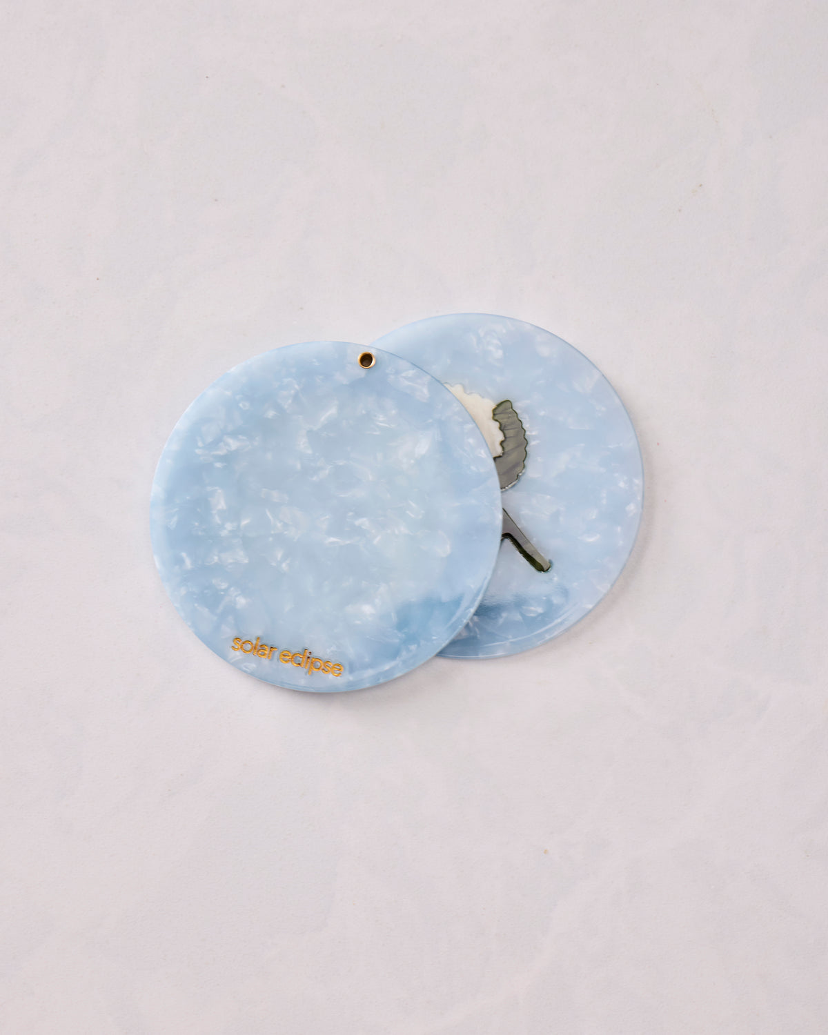 Blue Combo - Hand Painted Hydrangea Compact Mirror - Solar Eclipse - Printfresh