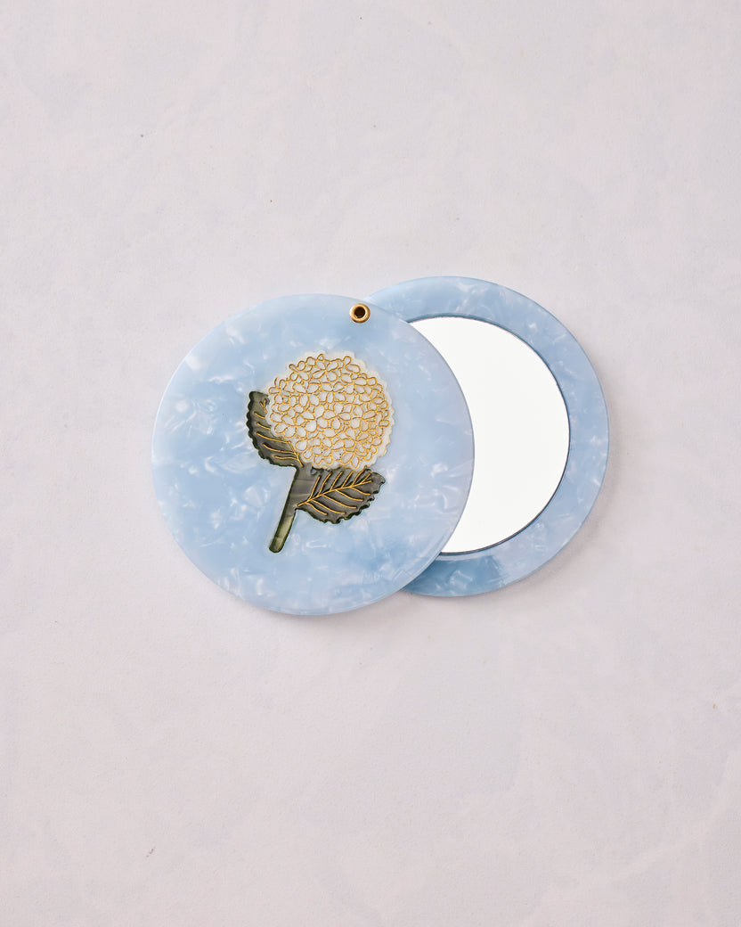 Blue Combo - Hand Painted Hydrangea Compact Mirror - Solar Eclipse - Printfresh