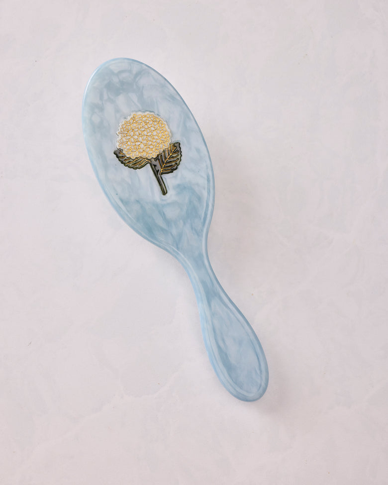 Blue Combo - Hand Painted Hydrangea Amazing Hair Day Brush - Solar Eclipse - Printfresh