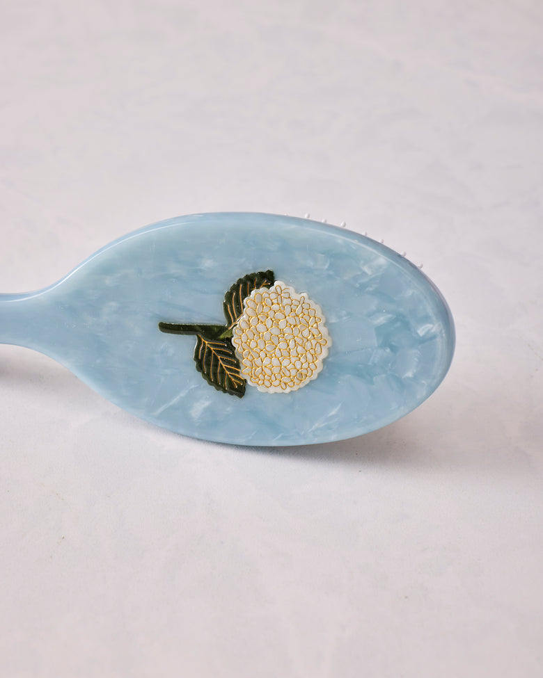 Blue Combo - Hand Painted Hydrangea Amazing Hair Day Brush - Solar Eclipse - Printfresh