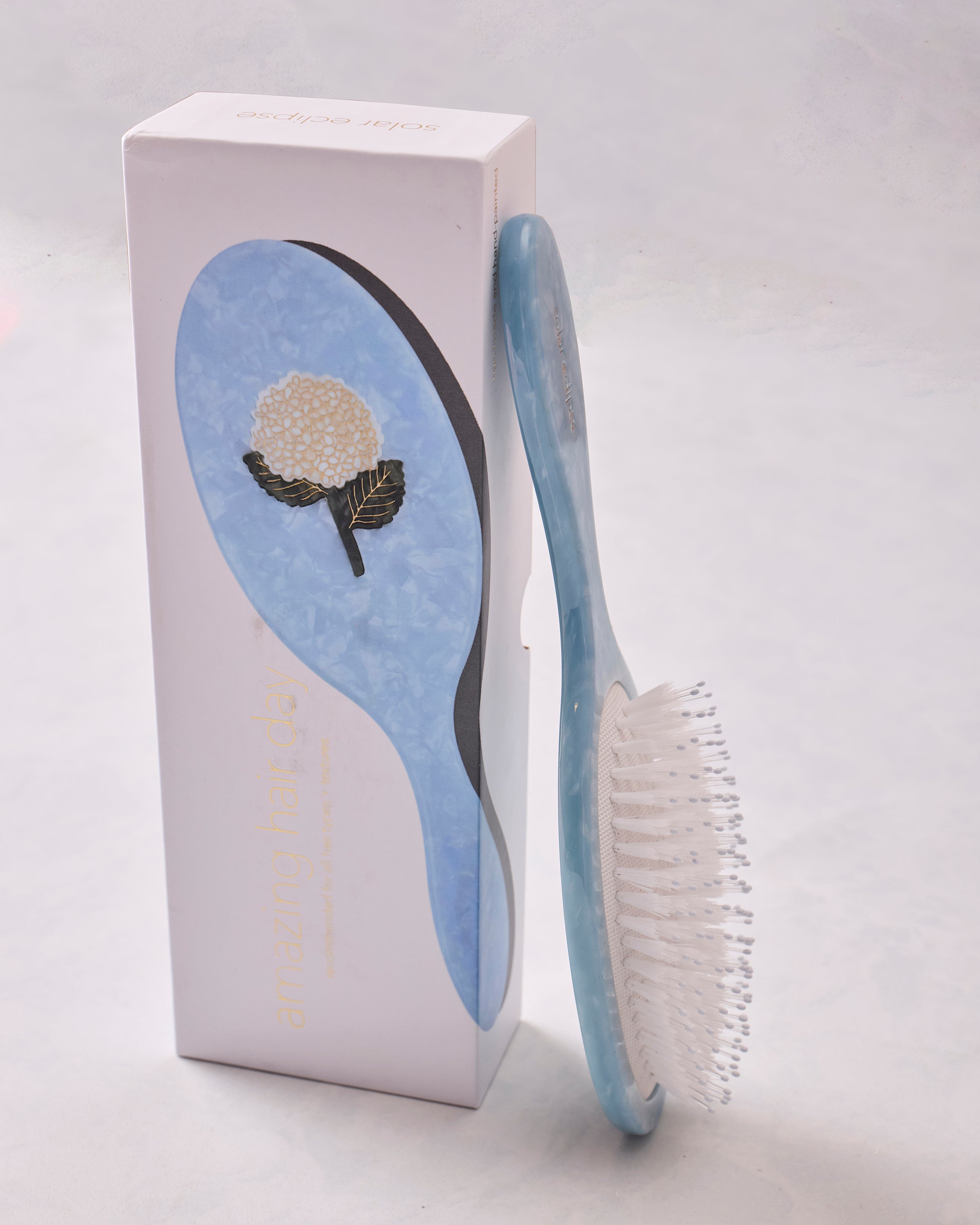 Blue Combo - Hand Painted Hydrangea Amazing Hair Day Brush - Solar