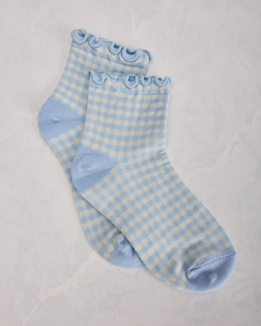 Blue Check - Gingham Anklet Sock - Infinity Classics - Printfresh
