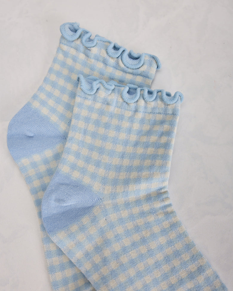 Blue Check - Gingham Anklet Sock - Infinity Classics - Printfresh