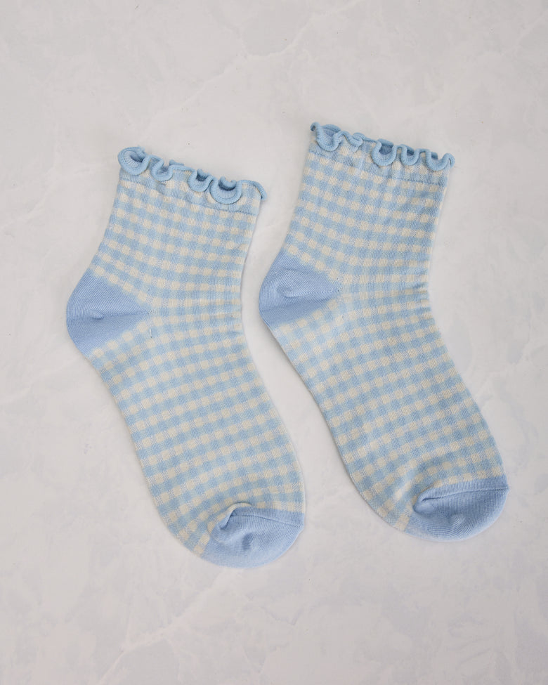 Blue Check - Gingham Anklet Sock - Infinity Classics - Printfresh