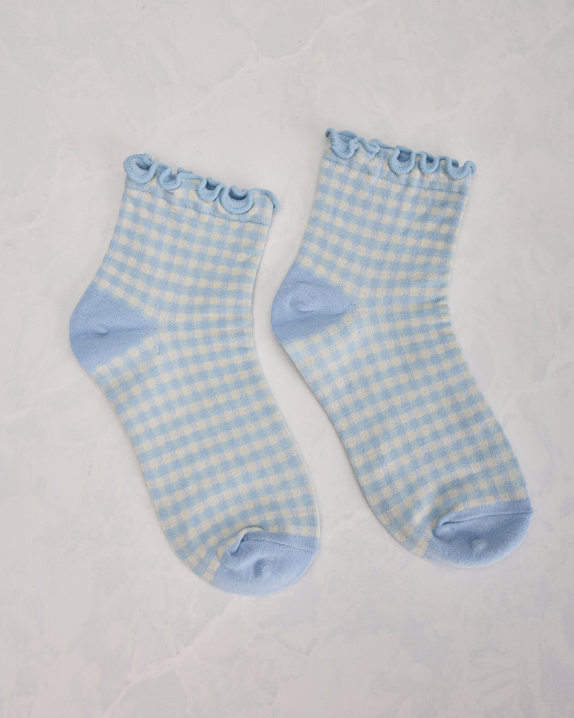 Blue Check - Gingham Anklet Sock - Infinity Classics - Printfresh