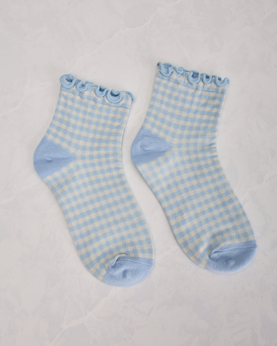 Blue Check - Gingham Anklet Sock - Infinity Classics - Printfresh