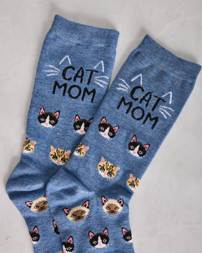 Denim Heather - Cat Mom Bamboo Crew - Infinity Classics - Printfresh