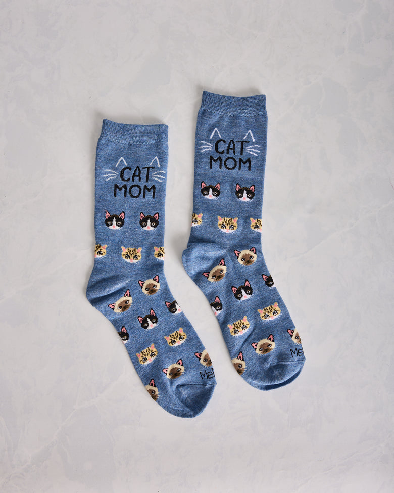 Denim Heather - Cat Mom Bamboo Crew - Infinity Classics - Printfresh
