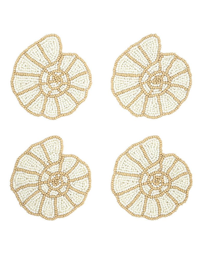 Ivory Combo - Beaded Shell Coasters Set of 4 - Creative Brands - Printfresh