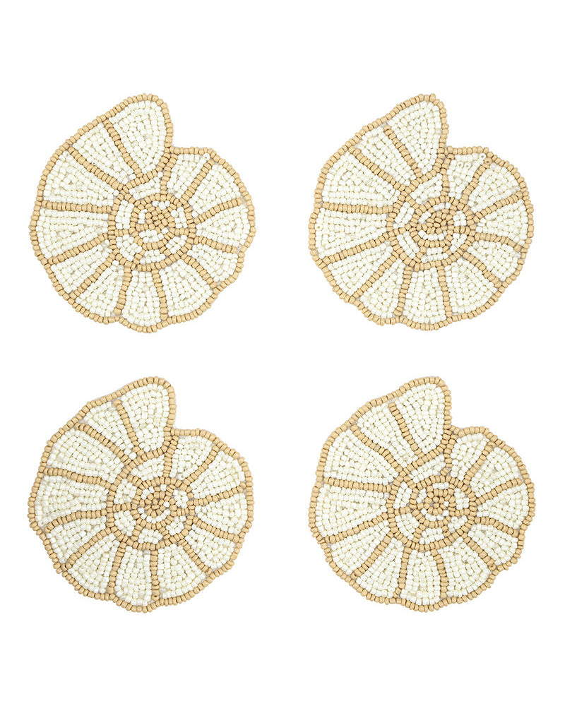 Ivory Combo - Beaded Shell Coasters Set of 4 - Creative Brands - Printfresh