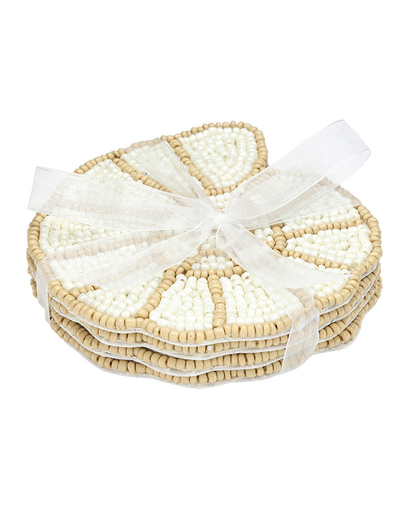 Ivory Combo - Beaded Shell Coasters Set of 4 - Creative Brands - Printfresh