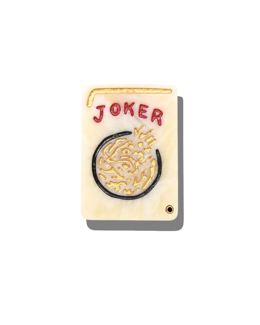 Ivory Combo - Hand Painted Joker Mahjong Compact Mirror - Solar Eclipse
