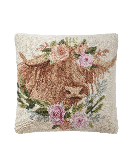 Ivory Combo - Highland Cow Hook Pillow - Peking Handicraft