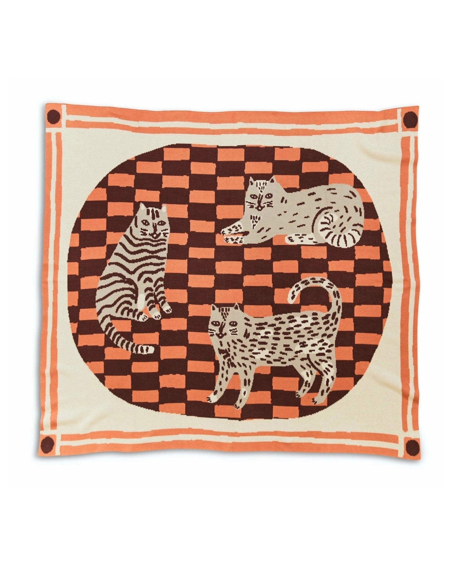 Ivory Combo - Three of Cats Knit Throw Blanket - Biquette
