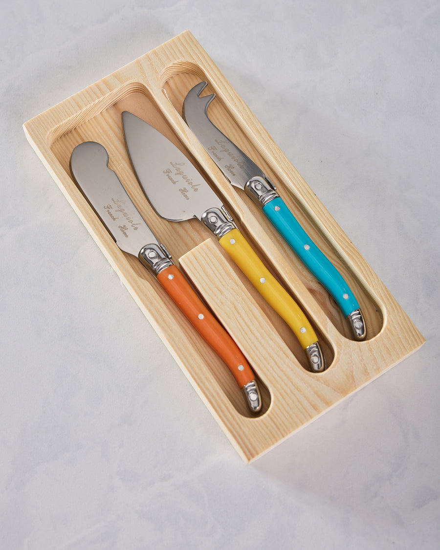 Multi - Laguiole 3-Piece Jewel Colored Cheese Knife Set - French Home - Printfresh