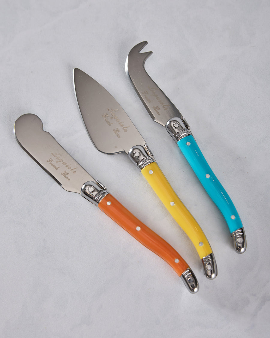 Multi - Laguiole 3-Piece Jewel Colored Cheese Knife Set - French Home - Printfresh