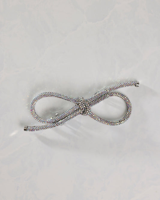 Silver - Sparkling Bow Barette - LadyJuneAccessories