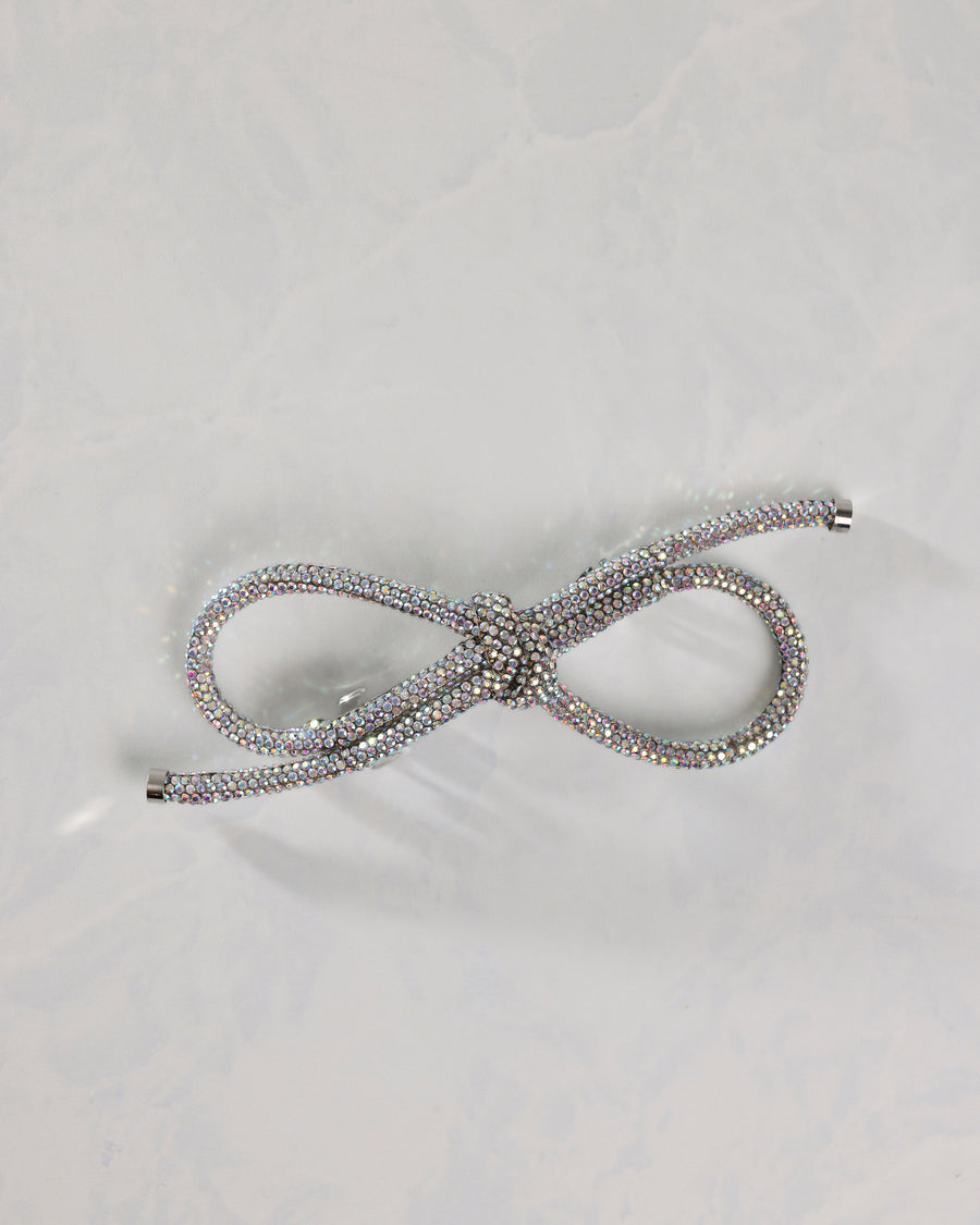 Silver - Sparkling Bow Barette - LadyJuneAccessories