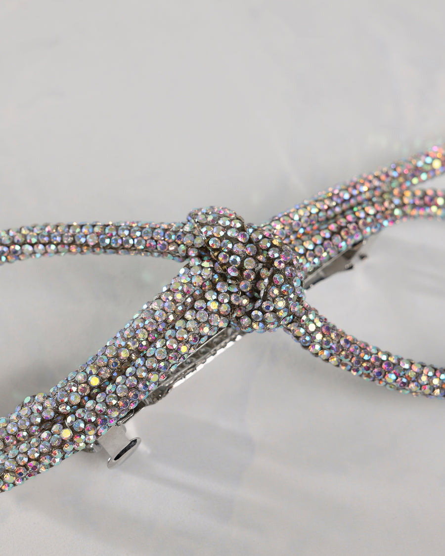 Silver - Sparkling Bow Barette - LadyJuneAccessories