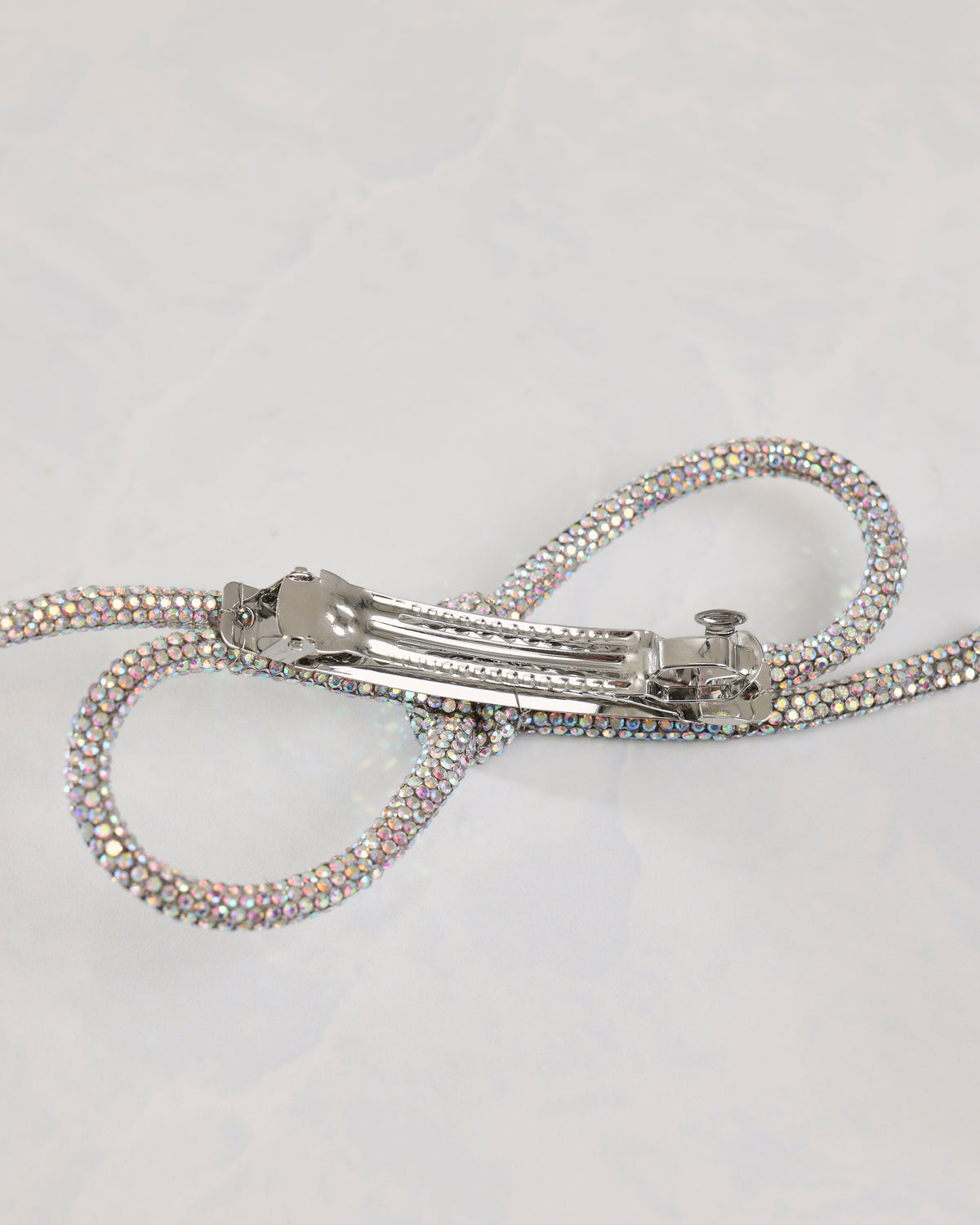 Silver - Sparkling Bow Barette - LadyJuneAccessories