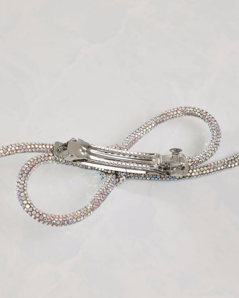 Silver - Sparkling Bow Barette - LadyJuneAccessories