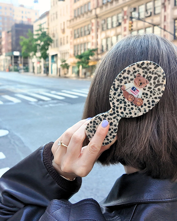 Leopard - Hand Painted Americana Teddy Handbag Hero Brush - Solar Eclipse - Printfresh