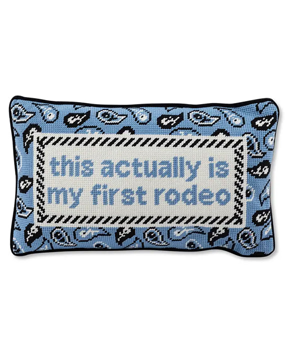 Light Blue Combo - First Rodeo Needlepoint Pillow - Furbish - Printfresh