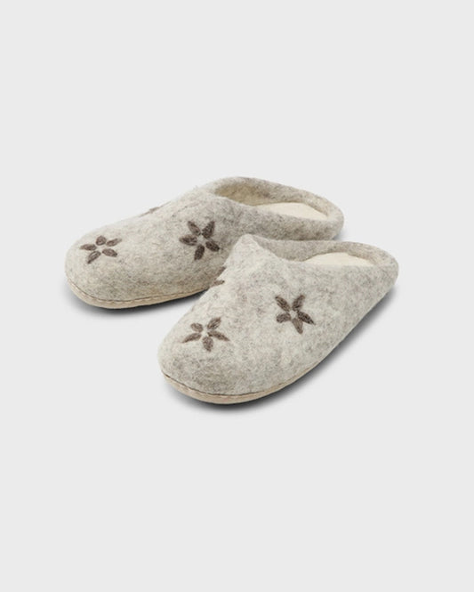 Light Grey - Embroidered Floral Slipper - Care by Me - Printfresh