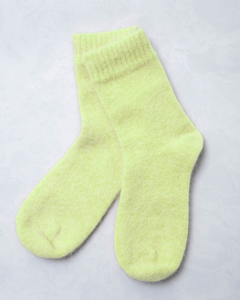 Lime Green - Women's Cozy Wool Angora Socks - Comfortarians