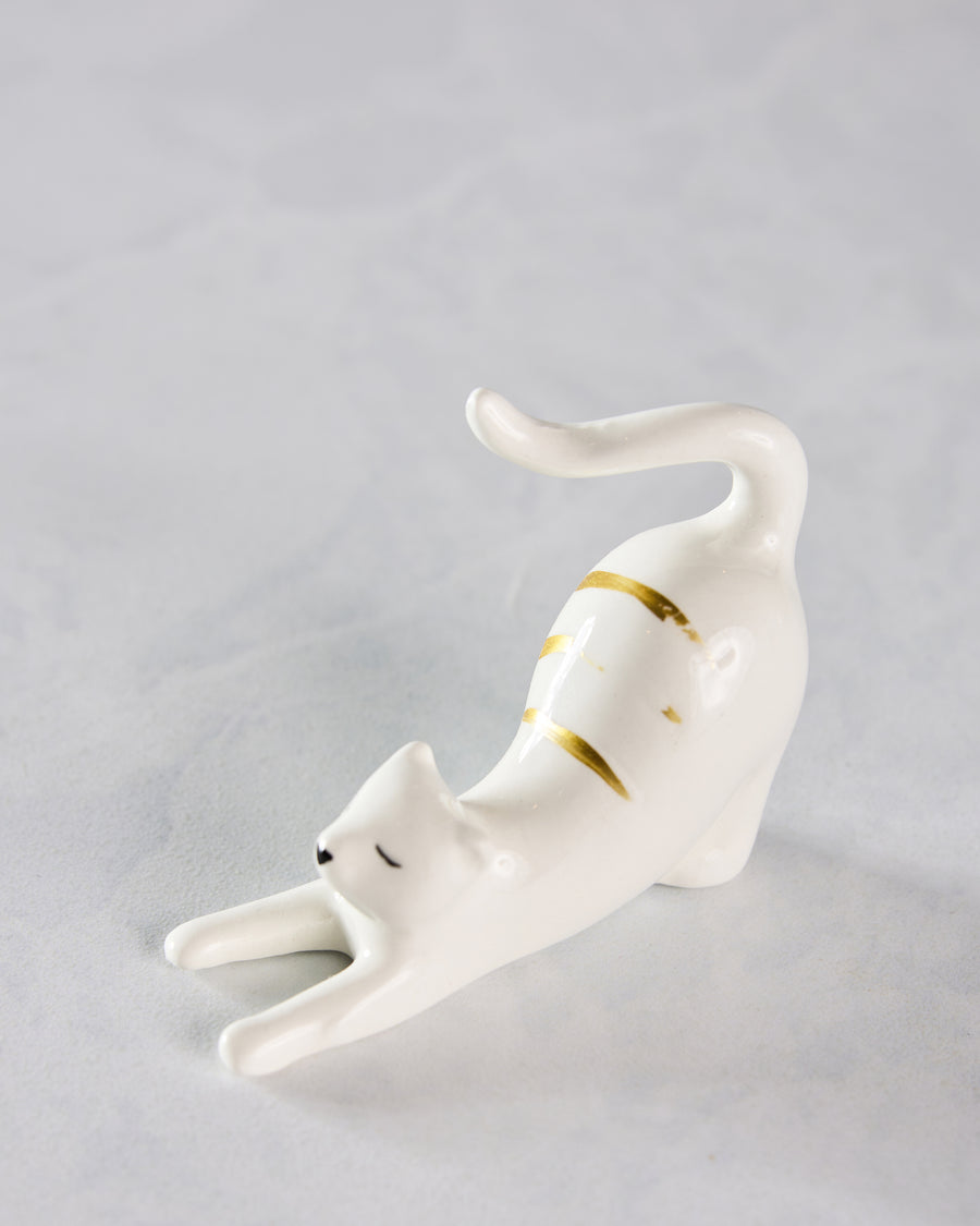 White Combo - Ceramic Stretching Cat Ring Holder - Lisa Angel - Printfresh