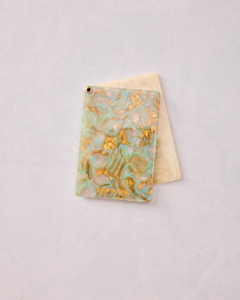 Ivory Combo - Hand Painted Flower Mahjong Compact Mirror - Solar Eclipse - Printfresh