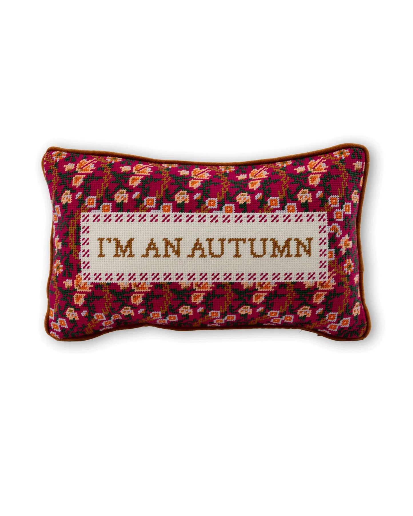 Maroon Combo - I'm An Autumn Needlepoint Pillow - Furbish Studio