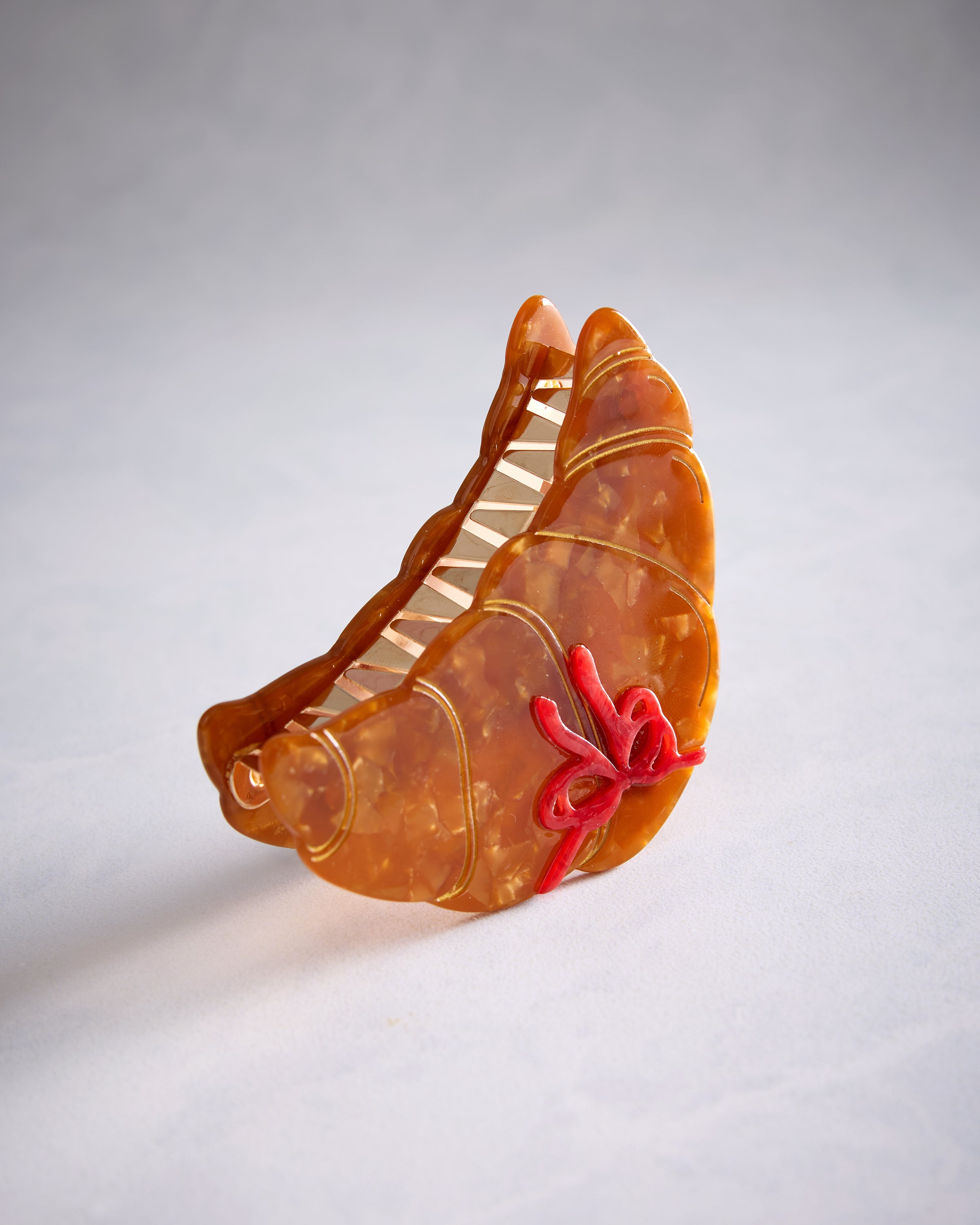 Brown Combo - Hand Painted Bow Croissant Claw Hair Clip - Solar