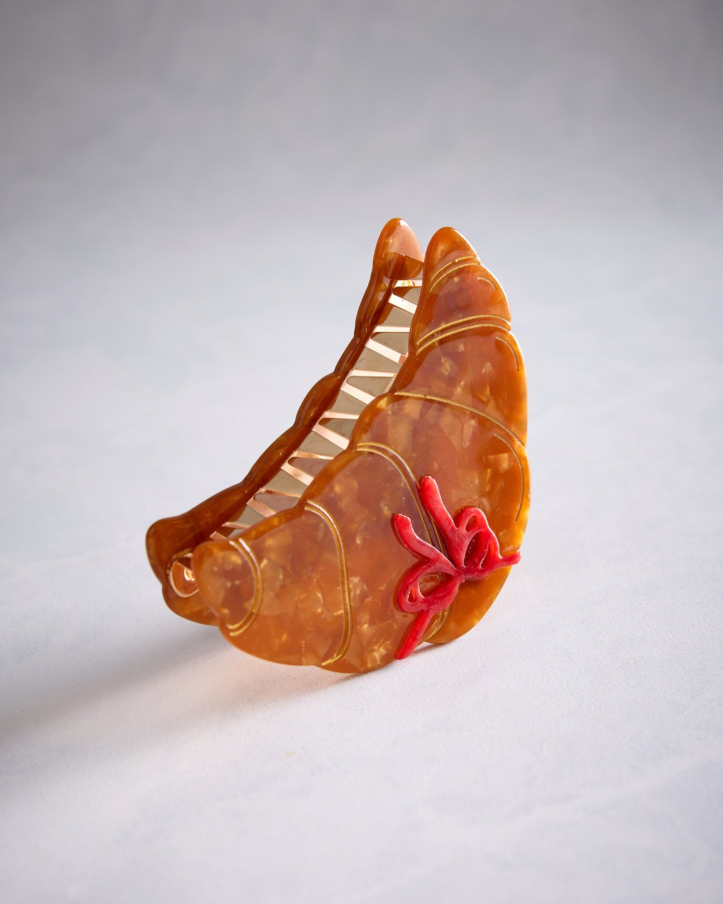 Brown Combo - Hand Painted Bow Croissant Claw Hair Clip - Solar Eclipse - Printfresh