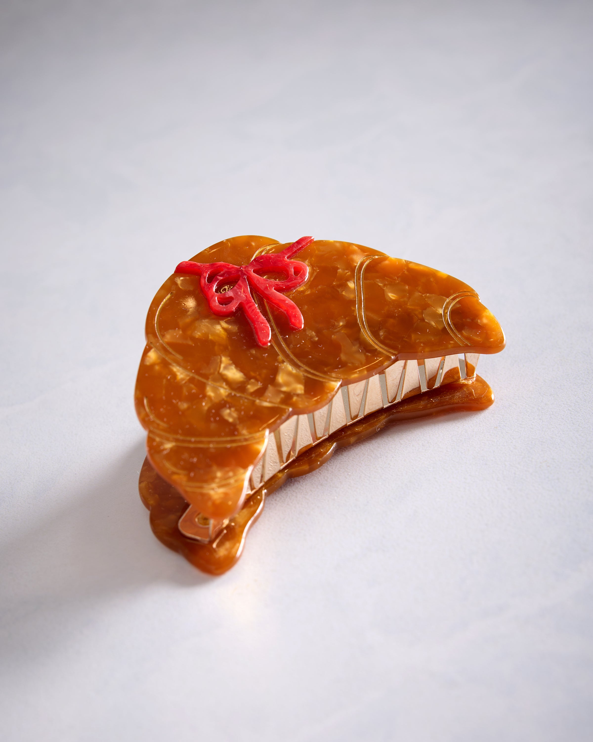 Brown Combo - Hand Painted Bow Croissant Claw Hair Clip - Solar