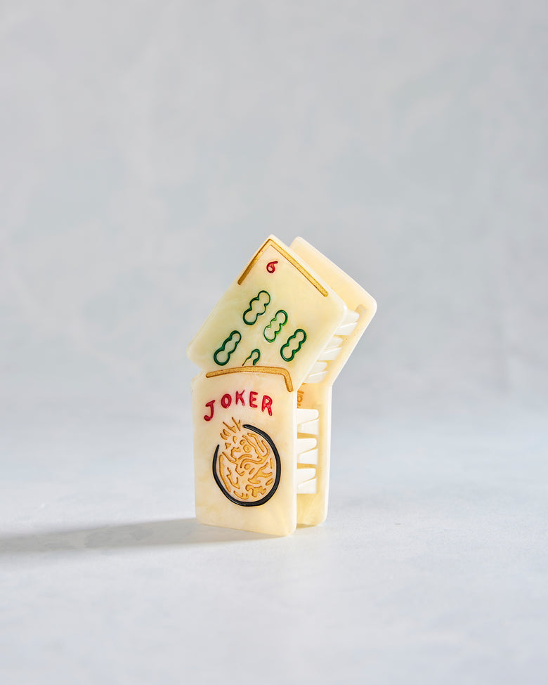 Ivory Combo - Hand Painted Mini Flower Mahjong Claw Clip - Solar Eclipse - Printfresh