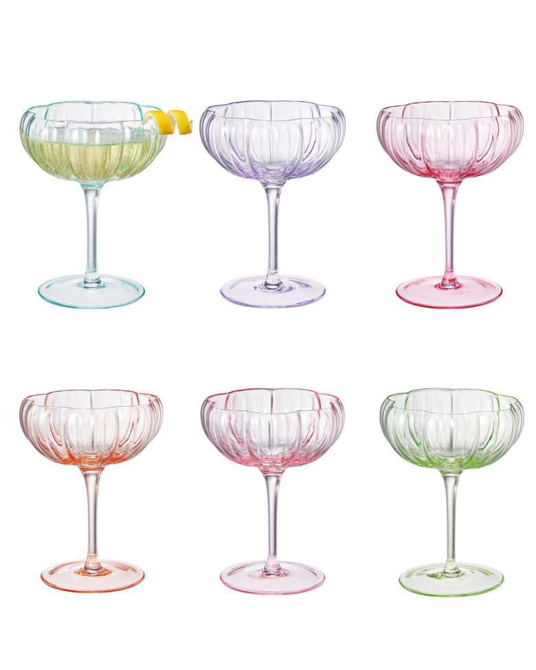 Multi Combo - Flower Coupe Cocktail Glasses Set of 6 - The Wine Savant - Printfresh