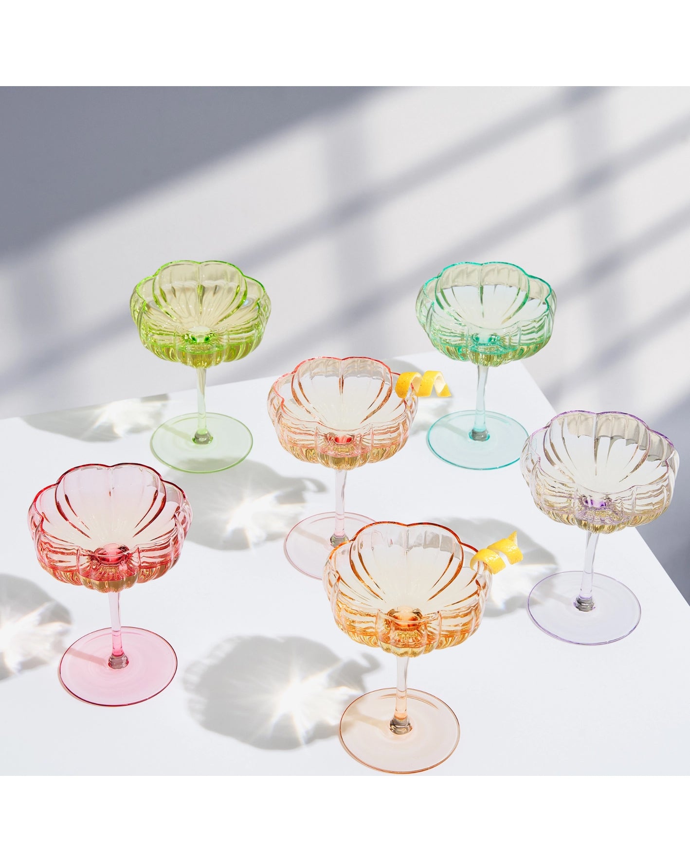 Multi Combo - Flower Coupe Cocktail Glasses Set of 6 - The Wine Savant - Printfresh