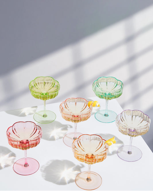 Multi Combo - Flower Coupe Cocktail Glasses Set of 6 - The Wine Savant - Printfresh