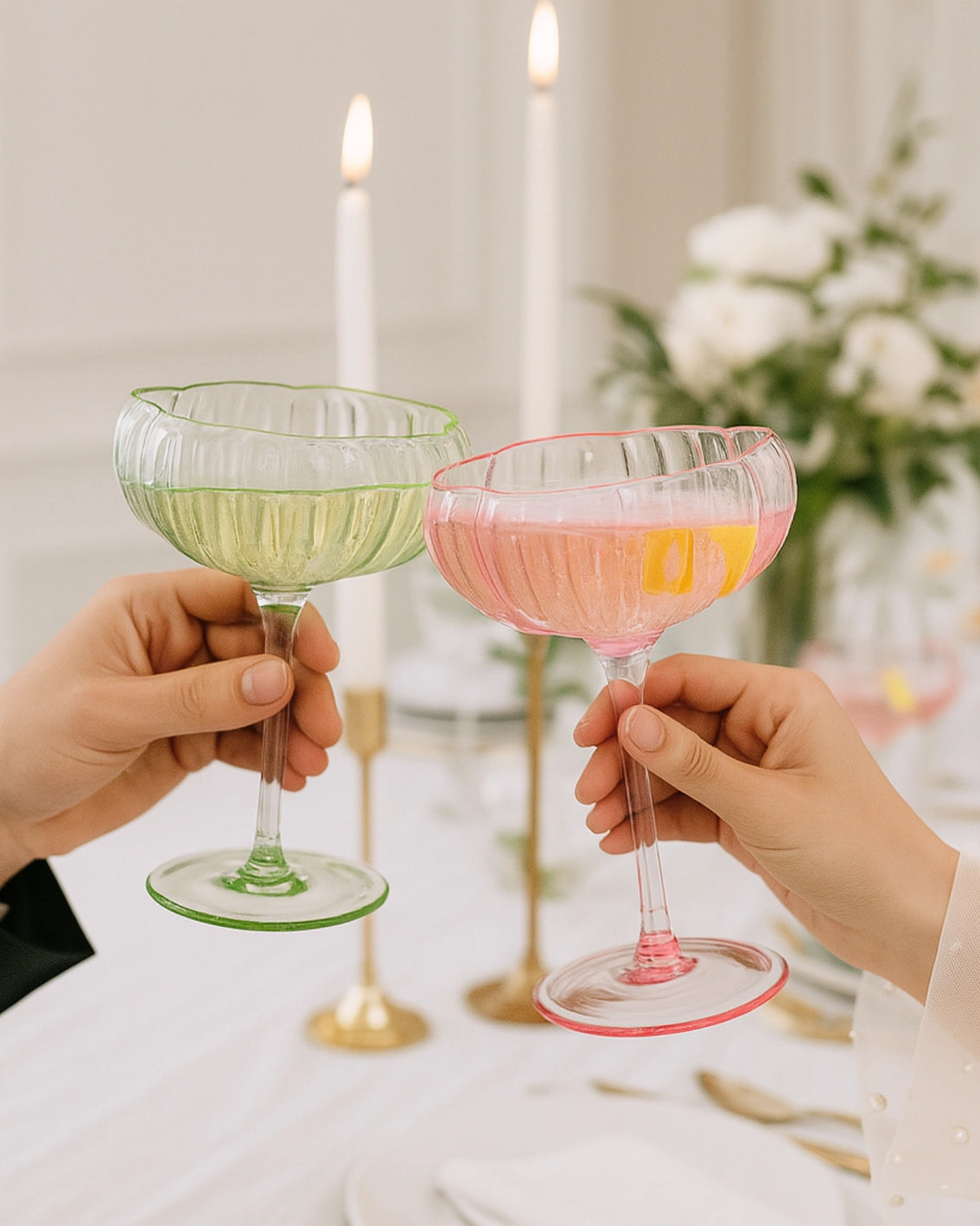 Multi Combo - Flower Coupe Cocktail Glasses Set of 6 - The Wine Savant - Printfresh