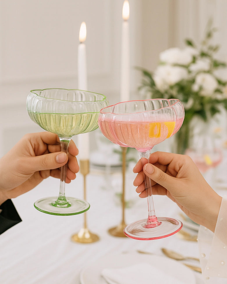 Multi Combo - Flower Coupe Cocktail Glasses Set of 6 - The Wine Savant - Printfresh