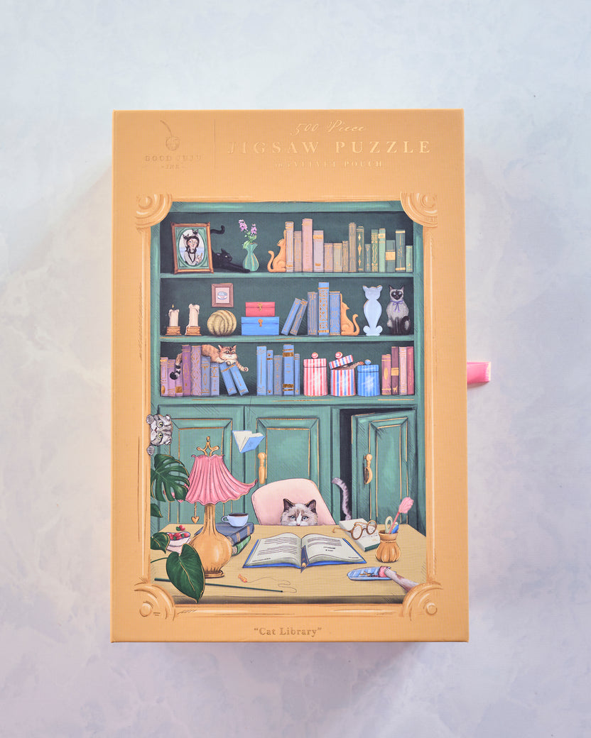 Multi - Cat Library 500 Piece Puzzle - Good Juju Ink