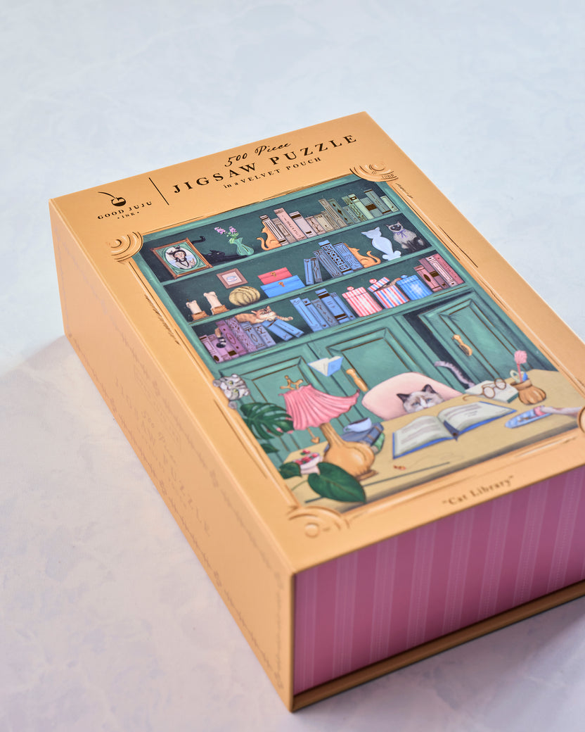 Multi - Cat Library 500 Piece Puzzle - Good Juju Ink