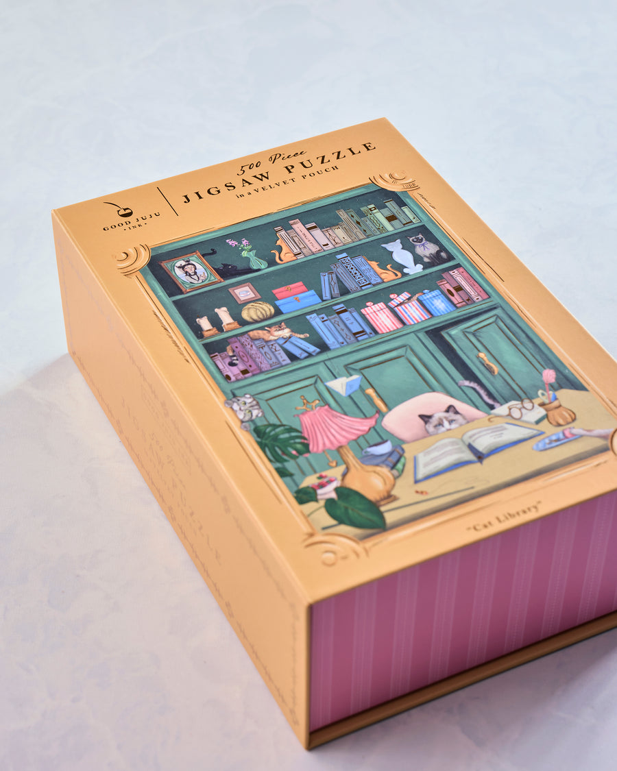 Multi - Cat Library 500 Piece Puzzle - Good Juju Ink